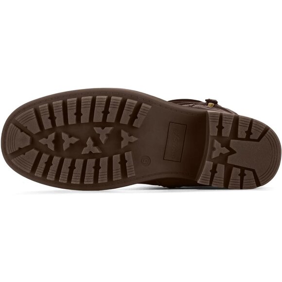 Women's Coffee Mysoft Knee High Boots Chunky Heel Lug Sole Side Zipper 2 Inch - Picture 4 of 8